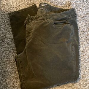 Kut from the Kloth Women's Olive Corduroy Straight Leg Pants